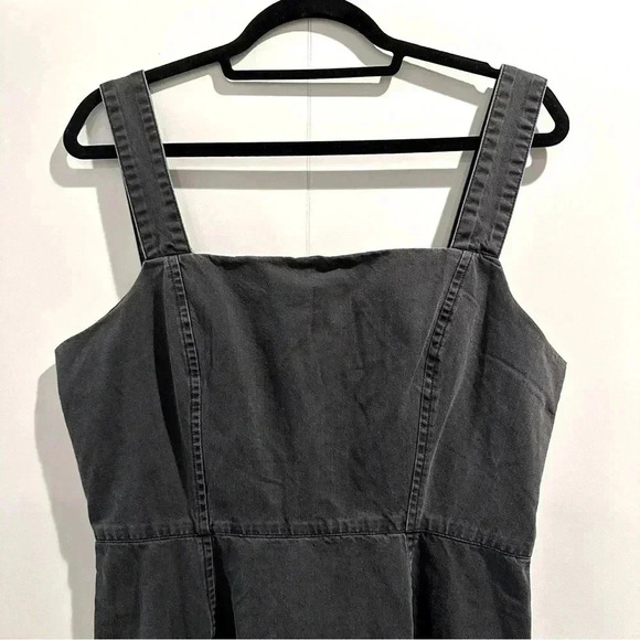 ASOS Black Soft Denim Overall Skirt Dress Cotton EUC Size 10 - Picture 6 of 15